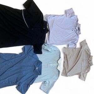 Lot of 5 Men's Polo Shirts in Black, Blue, Light Blue, Lavender, and Taupe